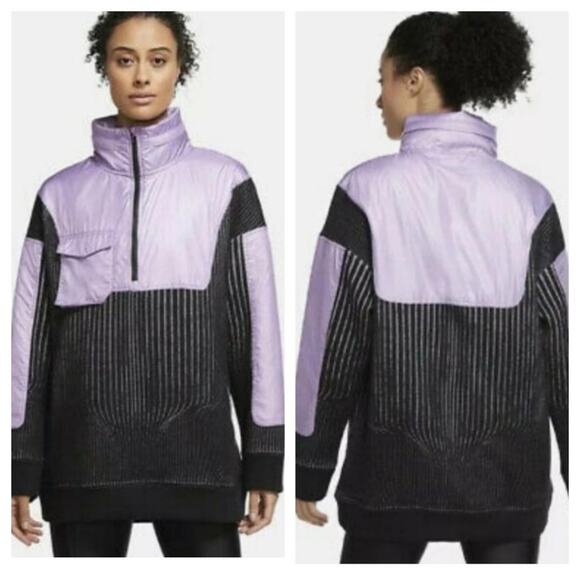 Nike Women's City Ready 1/4 Zip Training Jacket in Black & Purple Oversized - Picture 1 of 12